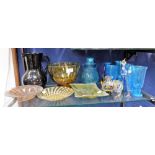 AN ART GLASS BOWL, a Venetian glass dish and other various glassware