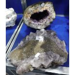 A QUARTZ GEODE SECTION and another similar crystal section