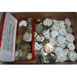 A COLLECTION OF VARIOUS ANTIQUE POCKET WATCH MOVEMENTS, silver cases and other accessories