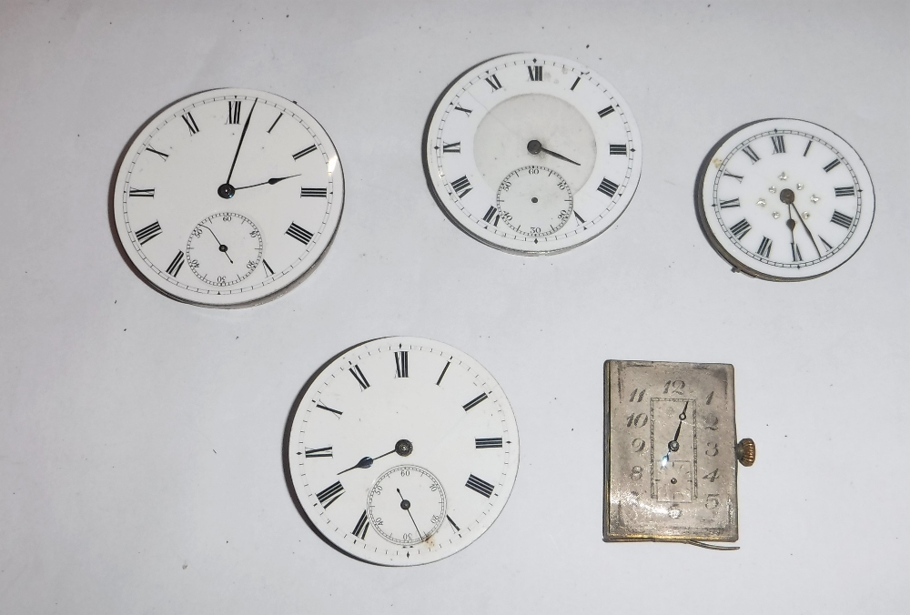 FOUR POCKET WATCH MOVEMENTS and one other gentleman's wristwatch movement (5)