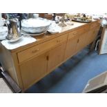 A VINTAGE 1950S/60S PALE SIDEBOARD, 36" high x 84" wide