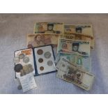 A COLLECTION OF WORLD COINS including Victorian and Georgian denominations and a selection of bank