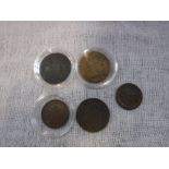 A CONTEMPORARY FORGERY GEORGE III BANK TOKEN SHILLING, 1811, a Penny Token, 1788 and other coins