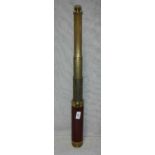 A VICTORIAN THREE DRAW TELESCOPE 'Futher Holborn, London' with wood grip and lacquered brass mounts