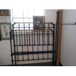 A VICTORIAN BRASS AND IRON DOUBLE BEDSTEAD, 54" wide