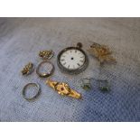 A COLLECTION OF JEWELLERY including a ladies silver open face pocket watch