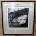 NATHANIEL SPARKS 1880-1957: Waterloo Bridge, etching