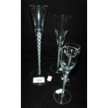 FOUR GEORGIAN STYLE AIR-TWIST STEM GLASSES, the tallest 9" high (4)