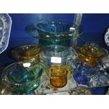 A COLLECTION OF WHITEFRIARS COLOUR GLASS TOP HAT VASES, the largest 5" high (7)