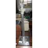 A CHROMIUM PLATED CORINTHIAN COLUMN TABLE LAMP, 18.5" high