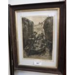 AN EARLY 20TH CENTURY ETCHING of four figures in a rowing boat, indistinctly signed, No. 1/5 and