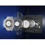 A WATERFORD CRYSTAL MANTEL TIMEPIECE and three others similar (one with original box)m (4)