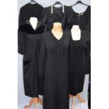 A COLLECTION OF BLACK VINTAGE CLOTHING including a 'Blanes' sleeveless evening dress with lace
