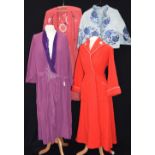 A COLLECTION OF VINTAGE CLOTHING including a red coat with threequarter length sleeves, the