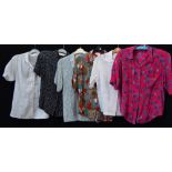 A COLLECTION OF VINTAGE TOPS including a white Broderie anglaise short sleeve shirt