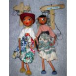 PELHAM PUPPETS; A "GYPSY" GIRL LS TYPE, and a Girl with blonde plaits and a red hat also LS type,