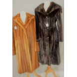 A VINTAGE LIGHT BROWN FUR COAT and one other dark brown fur coat (2)