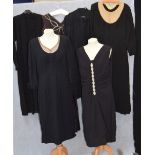 A COLLECTION OF VINTAGE CLOTHING including a Mendel Creation black crepe dress with threequarter