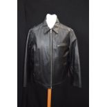 'CATERPILLAR': A GENTLEMAN'S BLACK LEATHER BOMBER JACKET