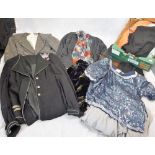 A COLLECTION OF VINTAGE CLOTHING including a black and white check French jacket