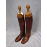 GENTLEMANS VINTAGE TAN LEATHER RIDING BOOTS, with wooden trees, 'Moore Brothers bootmakers