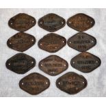 RAILWAY INTEREST; FIVE CAST IRON VINTAGE B.R. CARRIAGE/WAGON PLATES, "EP ISOLATING COCK", 5.75"