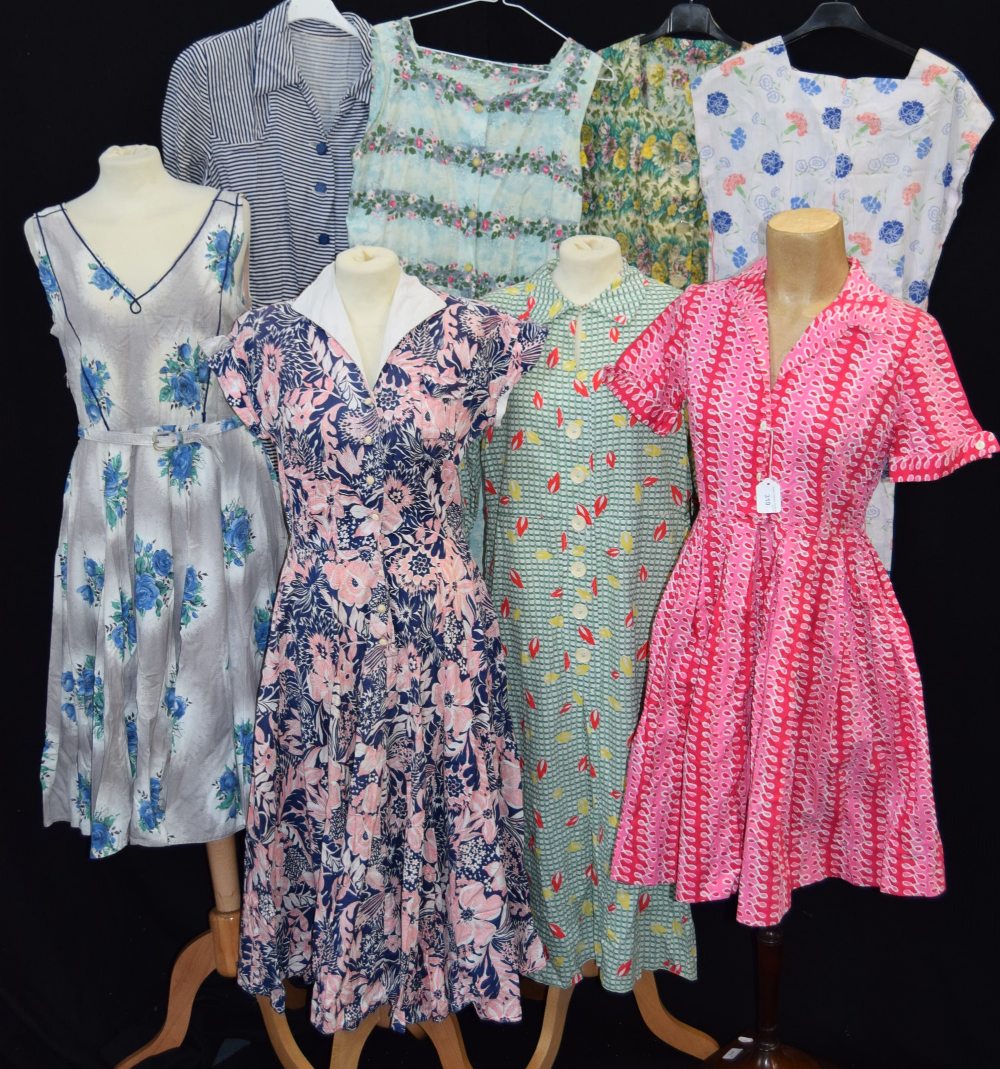 A COLLECTION OF VINTAGE DRESSES including a Horrockes summer short sleeve dress, the bodice with