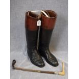 GENTLEMANS VINTAGE MAHOGANY HIGH TOP RIDING BOOTS, circa 1920's, size 9