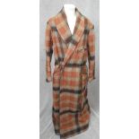 A GENTLEMAN'S CHECK LINED ANKLE LENGTH DRESSING GOWN, circa 1950