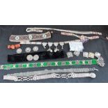 A COLLECTION OF BEADED AND METAL VINTAGE BELTS and accessories