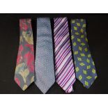 PIERRE CARDIN: A GENTLEMAN'S BLUE PATTERNED SILK TIE and three other silk ties (4)