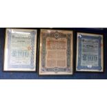 THE RUSSIAN SOUTH EASTERN RAILWAY COMPANY SHARE CERTIFICATE, No. 31660 and two others No. B46618 and