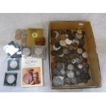 A COLLECTION OF COINS including an 1849 'Godless' Florin, a George III Crown and other Victorian and