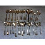 A COLLECTION OF SILVER TEASPOONS, (c.478gms)
