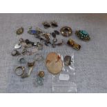 A COLLECTION OF COSTUME JEWELLERY including silver charms