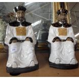 A GLAZED POTTERY FIGURE OF A CHINESE 'IMMORTAL' and another each, 35 cm high