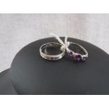 A GEM-SET AND DIAMOND DRESS RING, on a white gold shank and one other white gold band (2)