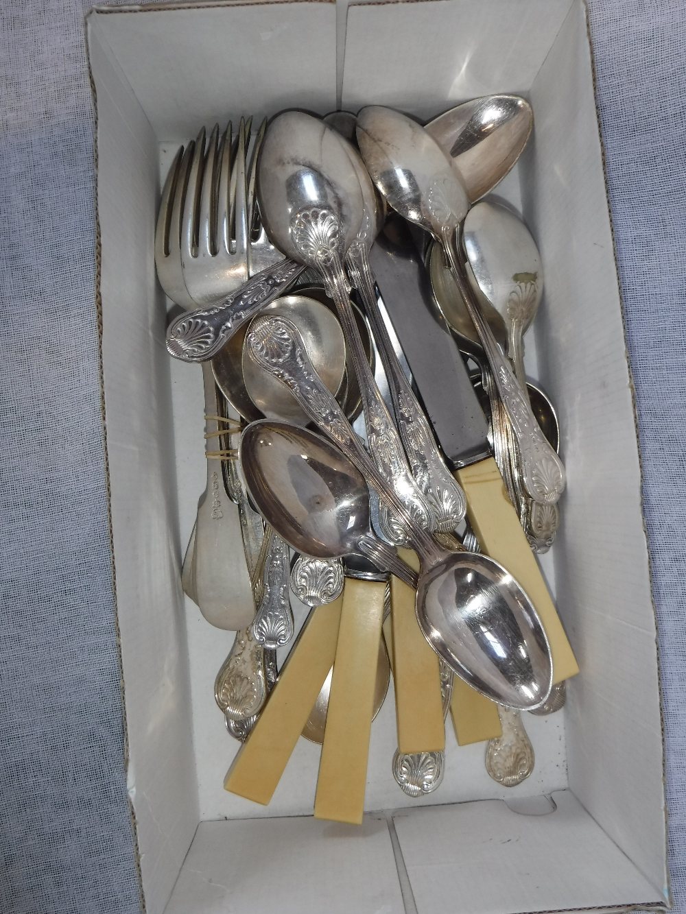 A SMALL QUANTITY OF SILVER-PLATED KING'S PATTERN CUTLERY and similar