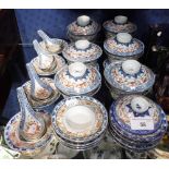 A COLLECTION OF ORIENTAL RICE BOWLS, with lids, saucers and spoons