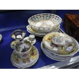 A QUANTITY OF CONTINENTAL 'DRESDEN' CERAMICS including plates, fruit bowl, and a covered cup and