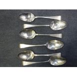 A SET OF SIX SILVER SERVING SPOONS (c.395gms)