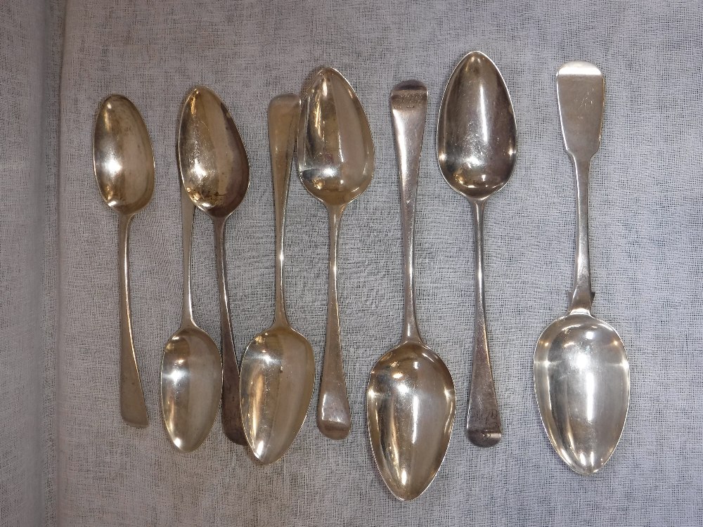 A COLLECTION OF SILVER SERVING SPOONS, various dates, (c.507gms)