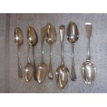 A COLLECTION OF SILVER SERVING SPOONS, various dates, (c.507gms)