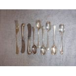 A COLLECTION OF SILVER AND STAINLESS STEEL FLATWARE (c.251gms)
