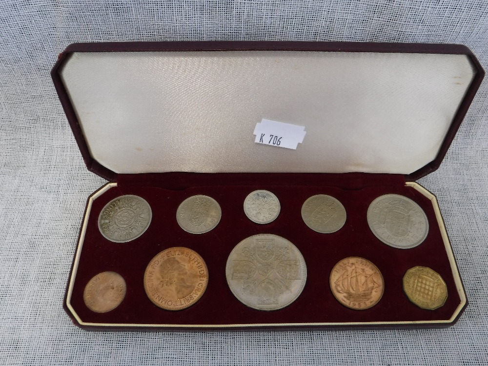 A SET OF 1953 EIIR COINS in a fitted red box