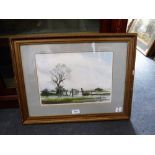 20TH CENTURY BRITISH SCHOOL: Flooded field with gate, watercolour, indistinctly signed, 'Ralph