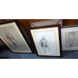 THREE 20TH CENTURY FEMALE NUDE FIGURE DRAWINGS