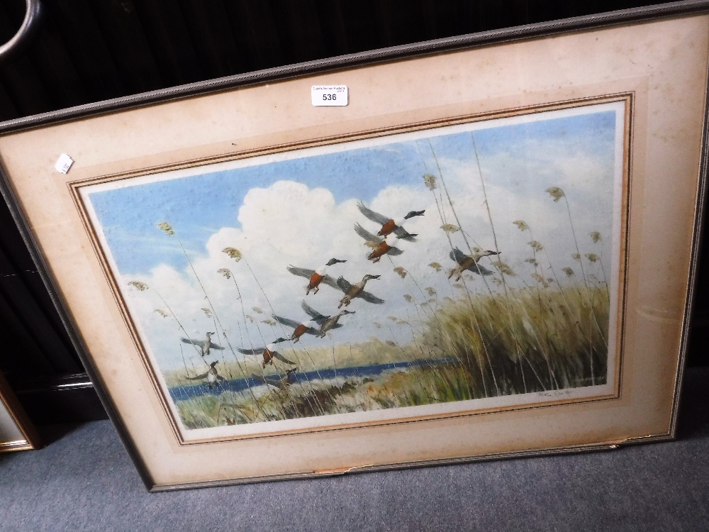 AFTER PETER SCOTT: A SIGNED PRINT 'Shovelers Taking Flight', 1934, signed to the margin, and a