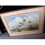AFTER PETER SCOTT: A SIGNED PRINT 'Shovelers Taking Flight', 1934, signed to the margin, and a