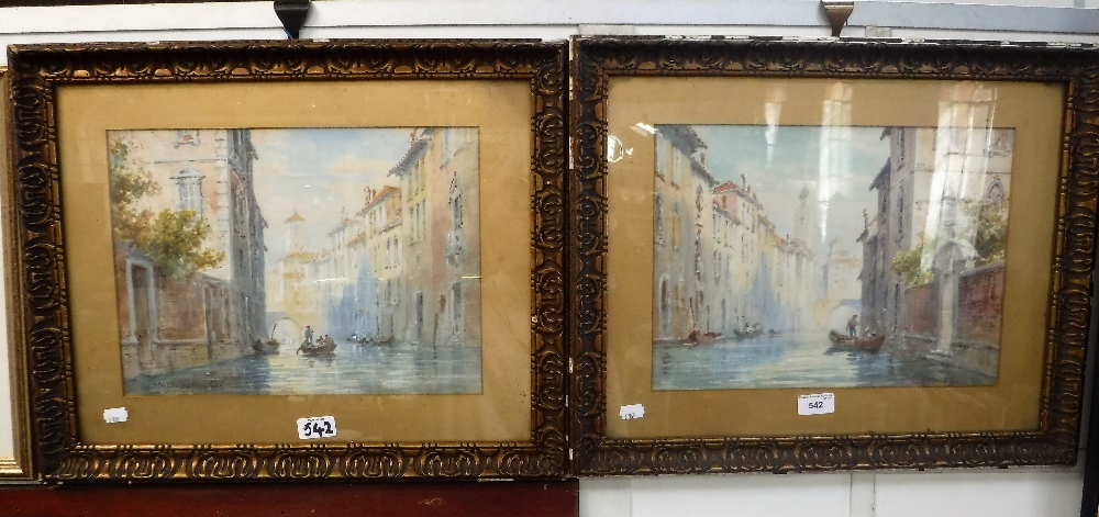 TREVOR HADDON, RBA: Venetian scene, watercolour and its companion, both in gilt frames